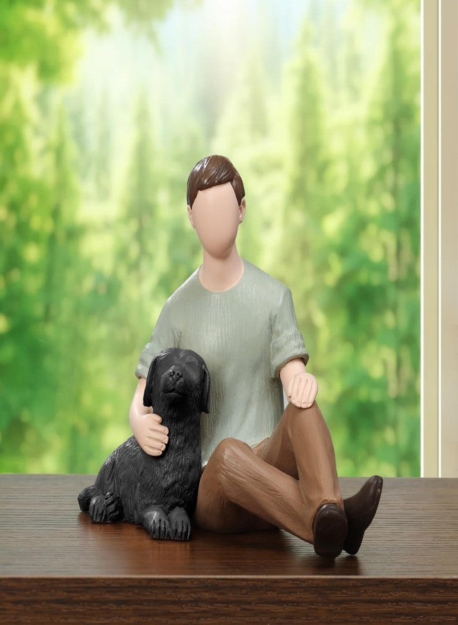 Carracci Man with Black Dog Figurine, Boy and Dog Friendship Remembrance Gifts, A Cherished Tribute to Unconditional Pet Love - Image 4